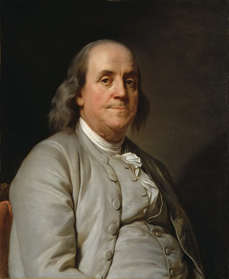 Portrait of Benjamin Franklin, American printer, scientist, inventor and diplomat
